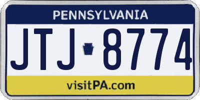 PA license plate JTJ8774