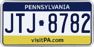 PA license plate JTJ8782