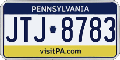 PA license plate JTJ8783