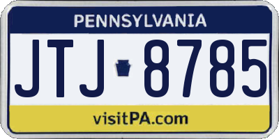 PA license plate JTJ8785