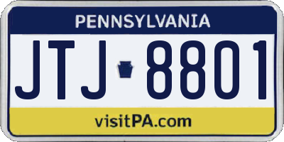 PA license plate JTJ8801