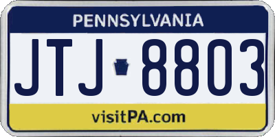 PA license plate JTJ8803