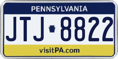 PA license plate JTJ8822