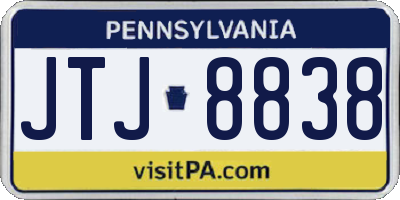 PA license plate JTJ8838