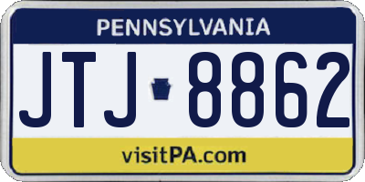 PA license plate JTJ8862