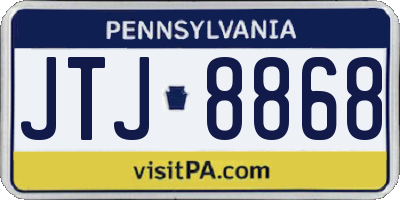 PA license plate JTJ8868