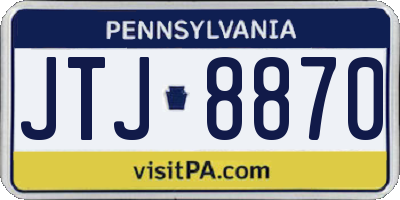 PA license plate JTJ8870