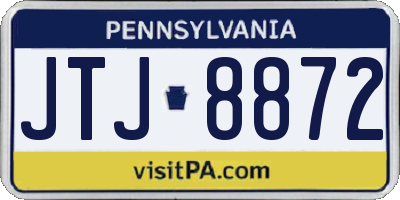 PA license plate JTJ8872