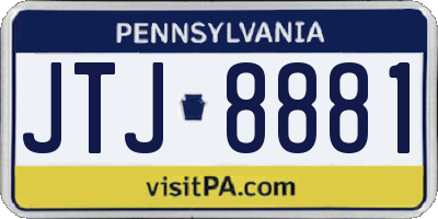 PA license plate JTJ8881