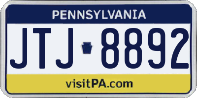 PA license plate JTJ8892