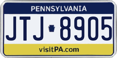 PA license plate JTJ8905