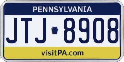 PA license plate JTJ8908