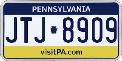PA license plate JTJ8909