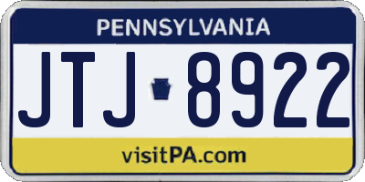 PA license plate JTJ8922