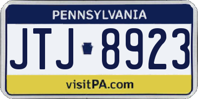 PA license plate JTJ8923