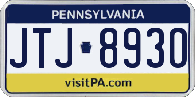 PA license plate JTJ8930