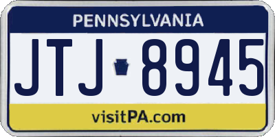 PA license plate JTJ8945
