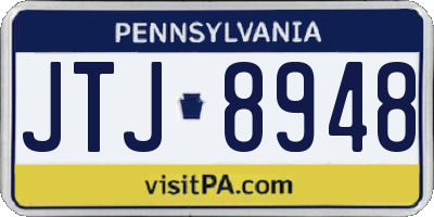 PA license plate JTJ8948