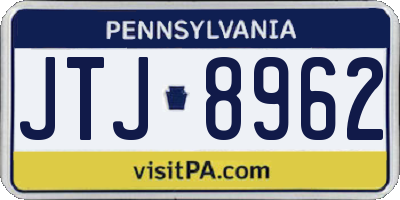PA license plate JTJ8962