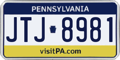 PA license plate JTJ8981