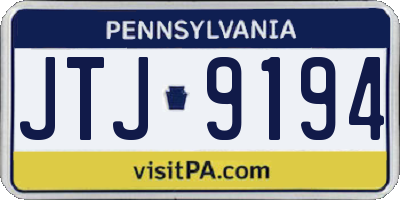 PA license plate JTJ9194