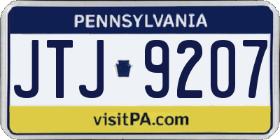 PA license plate JTJ9207
