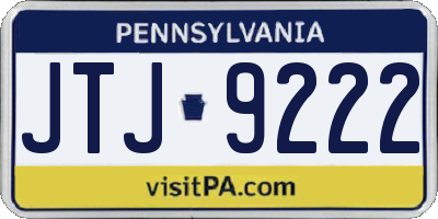 PA license plate JTJ9222