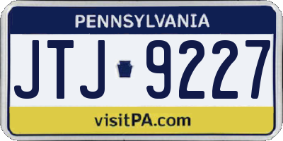 PA license plate JTJ9227
