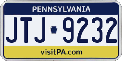 PA license plate JTJ9232