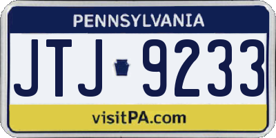 PA license plate JTJ9233
