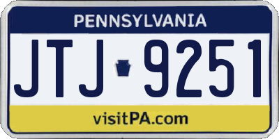 PA license plate JTJ9251