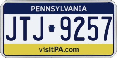 PA license plate JTJ9257