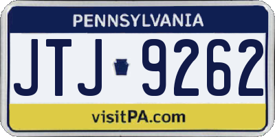 PA license plate JTJ9262