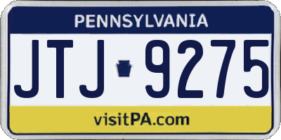 PA license plate JTJ9275