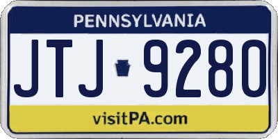 PA license plate JTJ9280