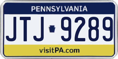 PA license plate JTJ9289