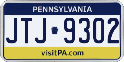 PA license plate JTJ9302