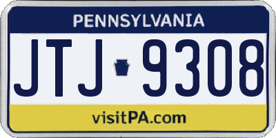 PA license plate JTJ9308