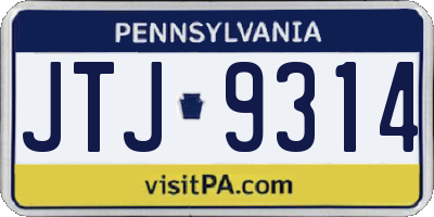 PA license plate JTJ9314