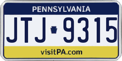 PA license plate JTJ9315