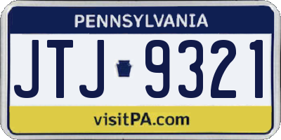 PA license plate JTJ9321