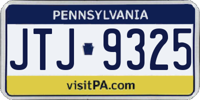 PA license plate JTJ9325