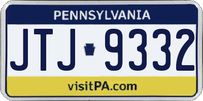PA license plate JTJ9332