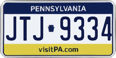 PA license plate JTJ9334