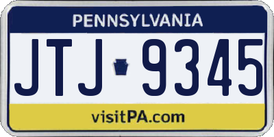 PA license plate JTJ9345