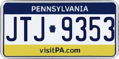 PA license plate JTJ9353