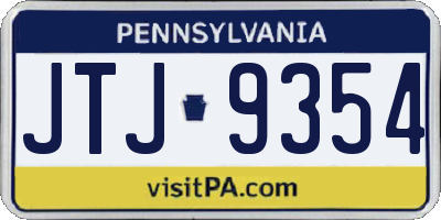 PA license plate JTJ9354