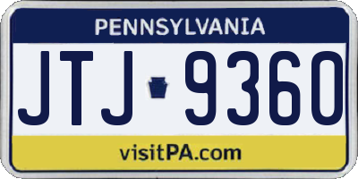 PA license plate JTJ9360