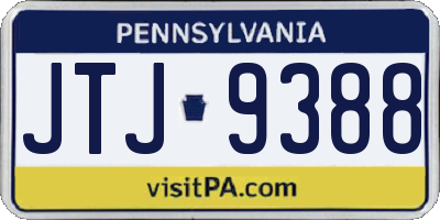 PA license plate JTJ9388