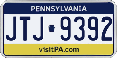 PA license plate JTJ9392